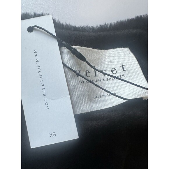 Velvet by Graham & Spencer Color-block Black Tan Faux Fur Jacket Women XS Coat - Picture 5 of 8